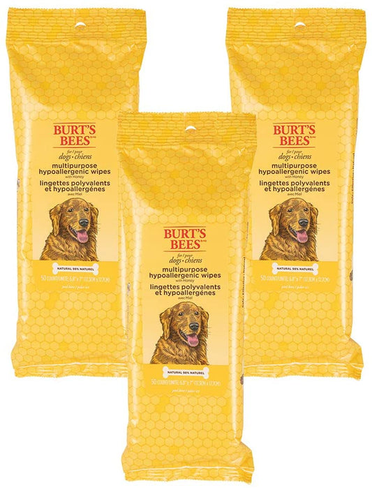 Burt'S Bees for Dogs Multipurpose Grooming Wipes, 50 Ct - Puppy and Dog Wipes for All Purpose Grooming - Burts Bees Wipes, Pet Wipes for Dogs, Puppy Wipes, Dog Face Wipes, Paw Wipes